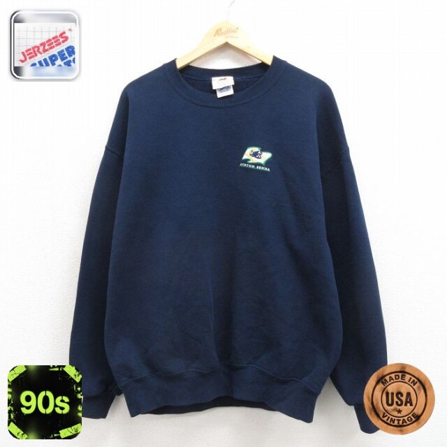 アイルトンセナ 90s 長袖スウェット ネイビー メンズXL相当 | 古着