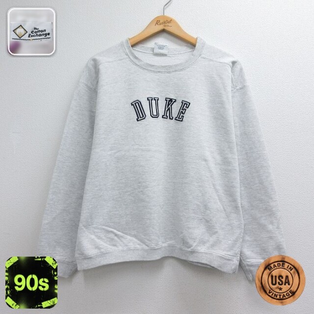 90s 長袖スウェット DUKE刺繍 グレー メンズL相当 | 古着