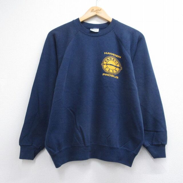ヘインズ 80s 長袖スウェット HAMDEN ラグラン ネイビー メンズL相当 | 古着