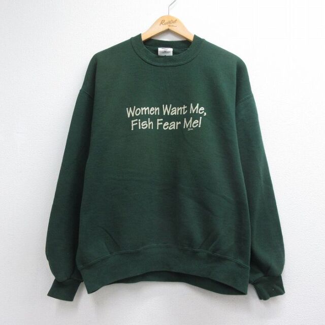 ジャージーズ 90s 長袖スウェット メッセージ グリーン メンズL相当 | 古着