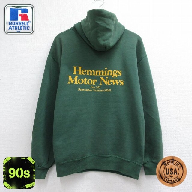 ラッセル 90s 長袖パーカー Hemmings グリーン メンズXL相当 | 古着