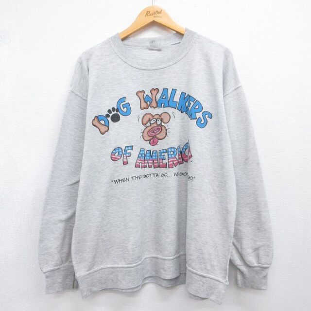 90s 長袖スウェット 犬 グレー メンズXL相当 | 古着