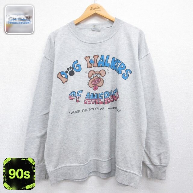 90s 長袖スウェット 犬 グレー メンズXL相当 | 古着