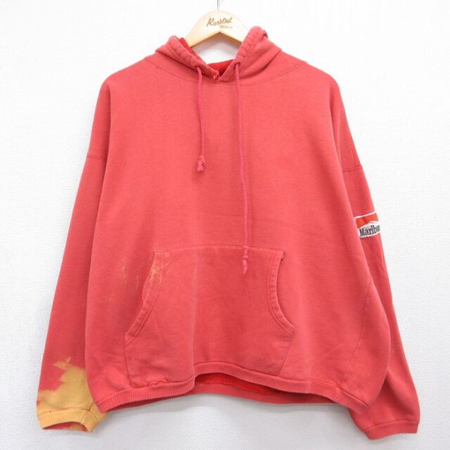 マルボロ 90s 長袖パーカー レッド メンズXL相当 | 古着