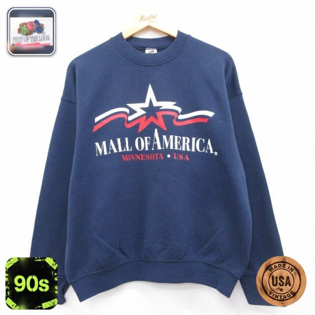 フルーツオブザルーム 90s 長袖スウェット MALL ネイビー メンズL相当 | 古着