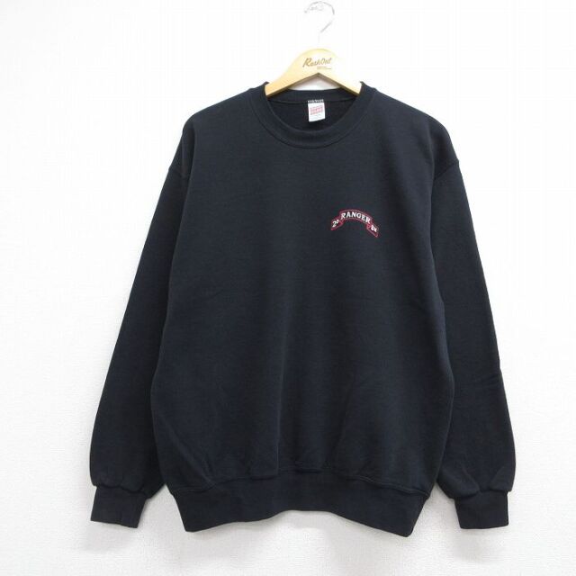90s 長袖スウェット ミリタリー ブラック メンズL相当 | 古着