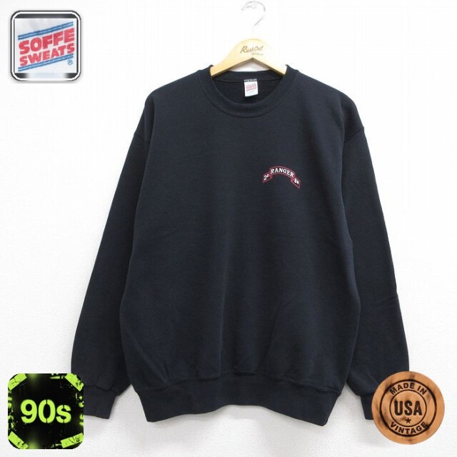 90s 長袖スウェット ミリタリー ブラック メンズL相当 | 古着