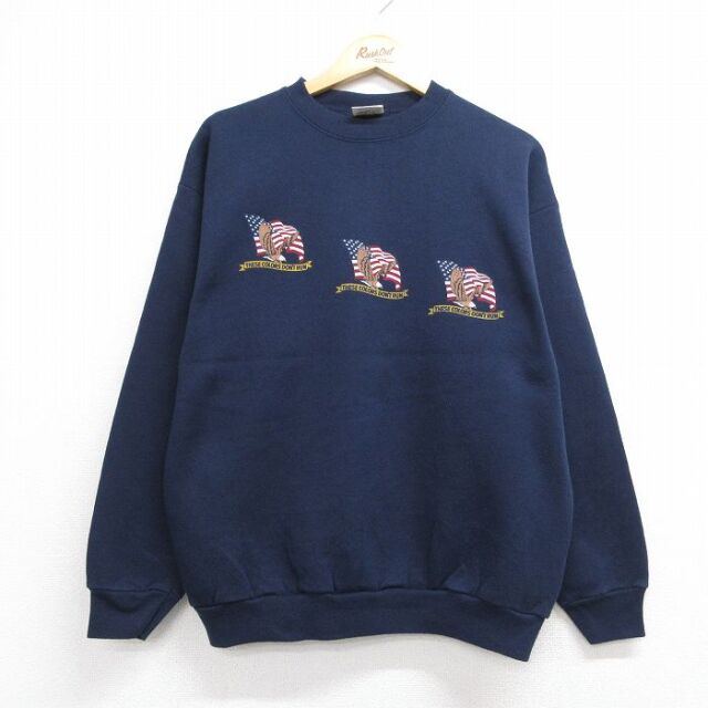 TULTEX 90s 長袖スウェット 鳥 ネイビー メンズM相当 | 古着