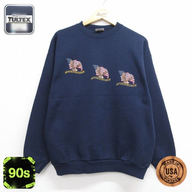 TULTEX 90s 長袖スウェット 鳥 ネイビー メンズM相当 | 古着