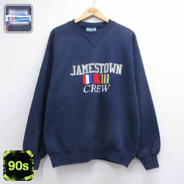 ヘインズ 90s 長袖スウェット CREW ネイビー メンズL相当 | 古着