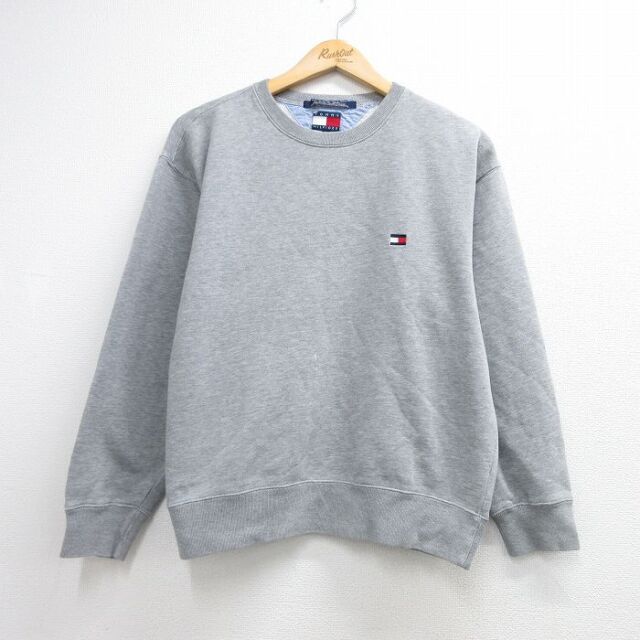 トミーヒルフィガー 90s 長袖スウェット ワンポイントロゴ グレー メンズL相当 | 古着
