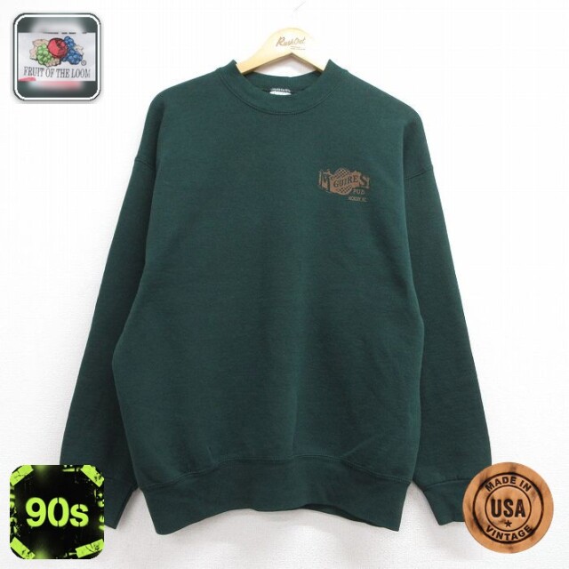 フルーツオブザルーム 90s 長袖スウェット MC GUIRES グリーン メンズL相当 | 古着