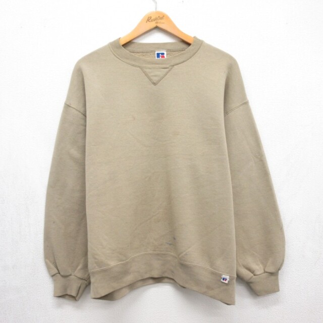 L★古着 ラッセル Russell Athletic 長袖 スウェット メンズ 90年代 90s クルーネック USA製 ベージュ【spe】 26oct02
