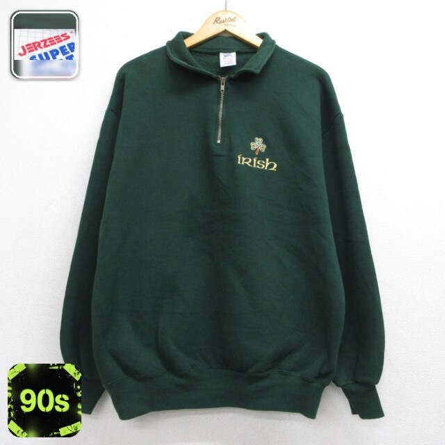 ジャージーズ 90s ハーフジップスウェット アイリッシュ グリーン メンズL相当 | 古着