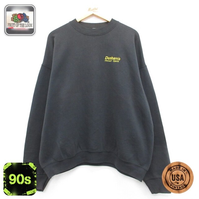 フルーツオブザルーム 90s 長袖スウェット 刺繍ロゴ ブラック メンズXL相当 | 古着