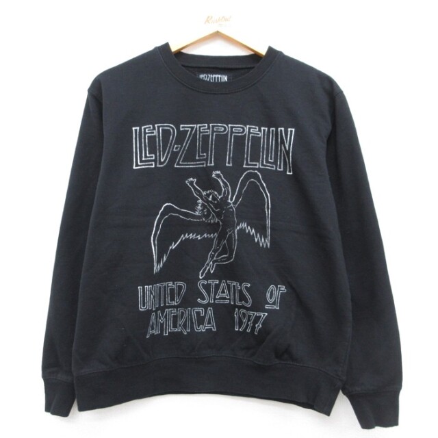 M★古着 LED ZEPPELIN 長袖 スウェット メンズ ロック バンド クルーネック ブラック【spe】 26oct07