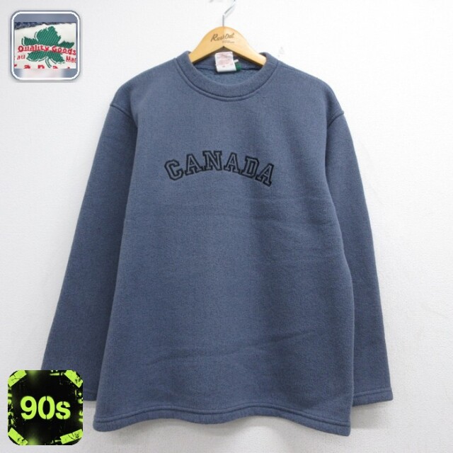 Quality Goods 90s 長袖スウェット 刺繍 グレー メンズL相当 | 古着