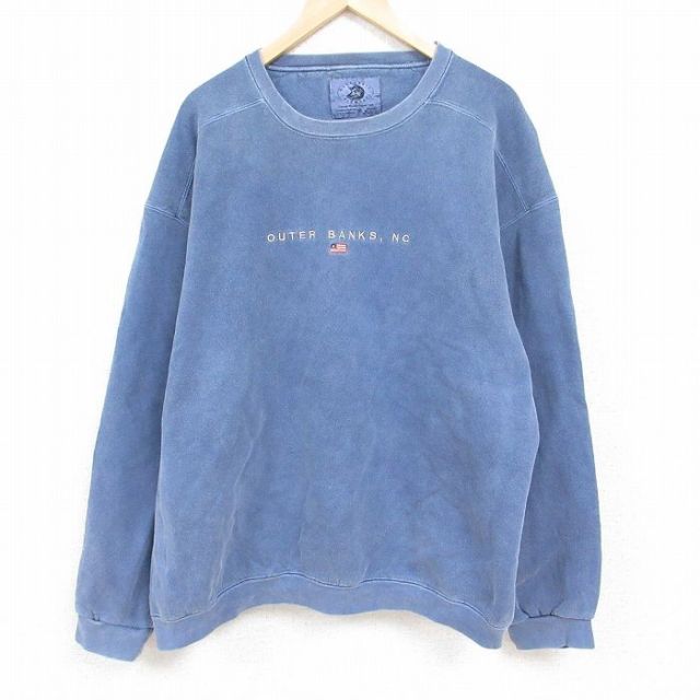 00s 長袖スウェット 星条旗刺繍 ネイビー XL | 古着