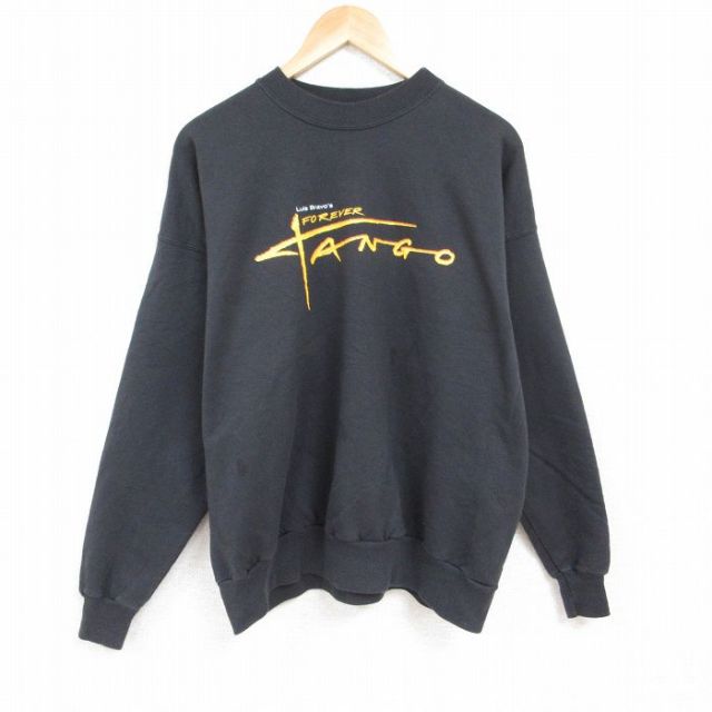 XL★古着 ヘインズ Hanes 長袖 スウェット メンズ 00年代 00s フォーエバータンゴ ルイスブラボ 大きいサイズ クルーネック 黒 ブラック 【spe】 23dec28 中古 スエット トレーナー トップス