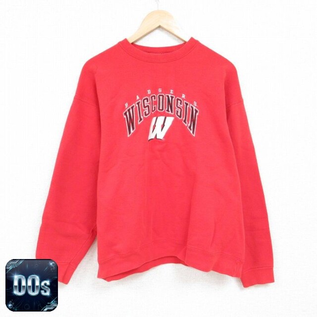 【50%OFF】00s 長袖スウェット ウィスコンシン レッド XL | 古着