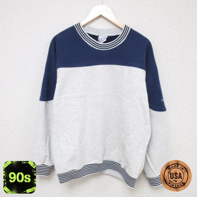 【50%OFF】90s ラグランスウェット ツートンカラー グレー L | 古着