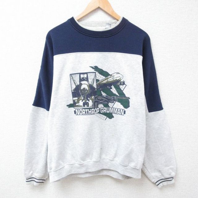 ノースロップグラマン 90s 長袖スウェット ツートンカラー グレー XL | 古着