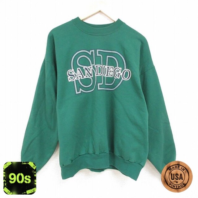 【50%OFF】ヘインズ 90s 長袖スウェット サンディエゴ グリーン XL | 古着