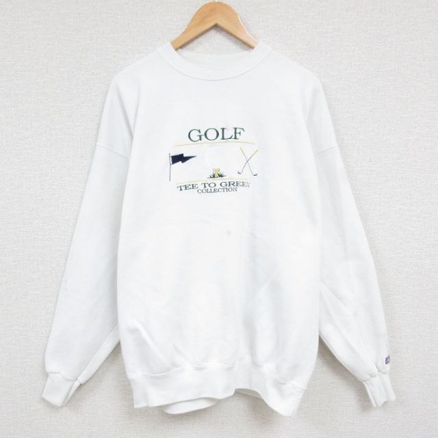 90s 長袖スウェット ゴルフ刺繍 ホワイト XL | 古着