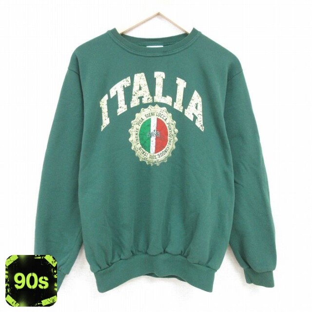 90s 長袖スウェット トリコローレ グリーン メンズXL相当 | 古着