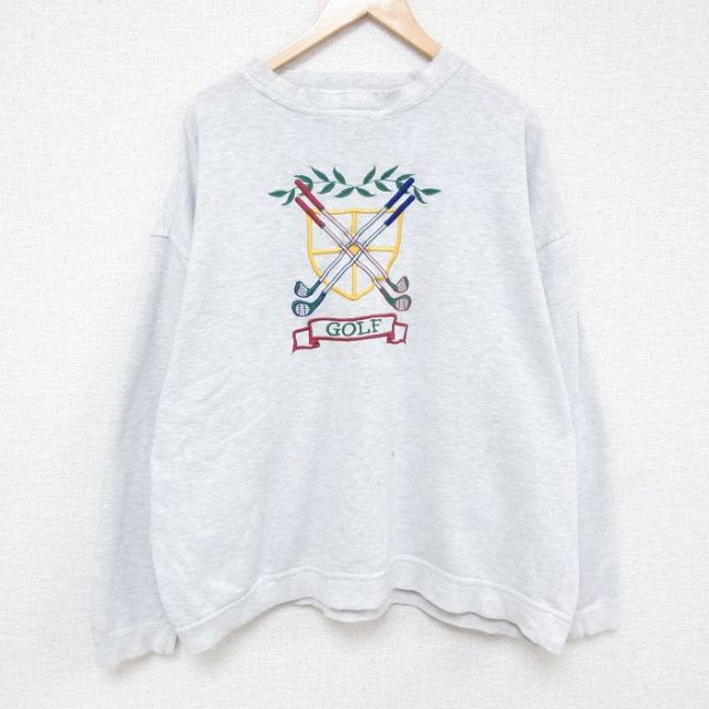 90s 長袖スウェット ゴルフ刺繍 グレー XL | 古着