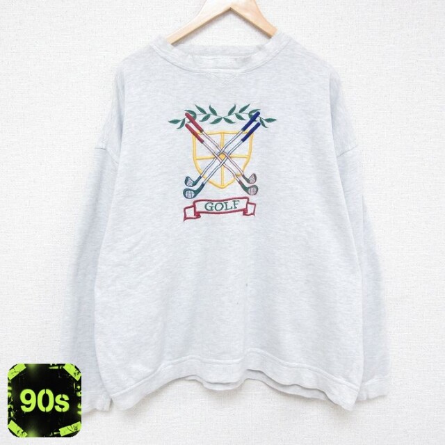 90s 長袖スウェット ゴルフ刺繍 グレー XL | 古着