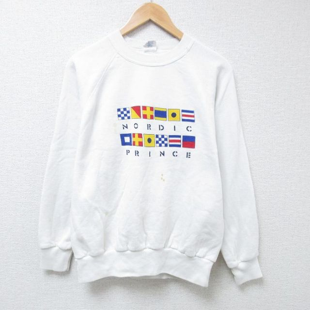 【50%OFF】ノルディックプリンス 90s 長袖スウェット ホワイト L | 古着