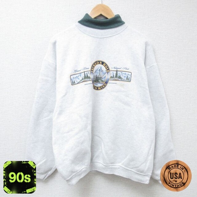 90s 長袖スウェット タートルネック グレー XL | 古着