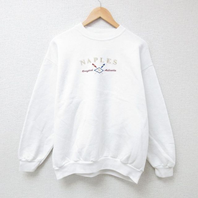 TULTEX 90s 長袖スウェット ナポリ刺繍 ホワイト XL | 古着