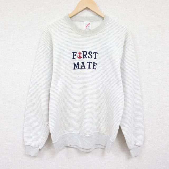 【50%OFF】ジャージーズ 80s 長袖スウェット FIRST MATE グレーボーダー L | 古着