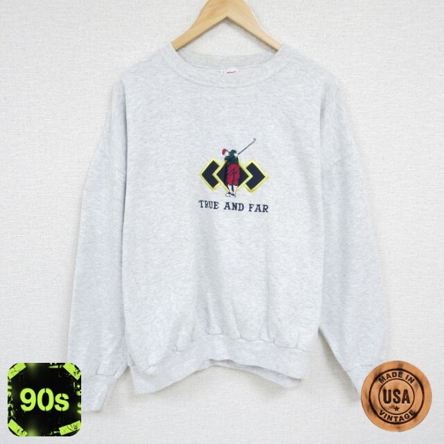 90s 長袖スウェット ゴルフ刺繍 グレー XL | 古着