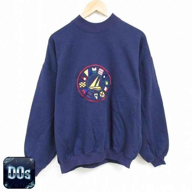 00s 長袖スウェット ヨット刺繍 ネイビー メンズXL相当 | 古着