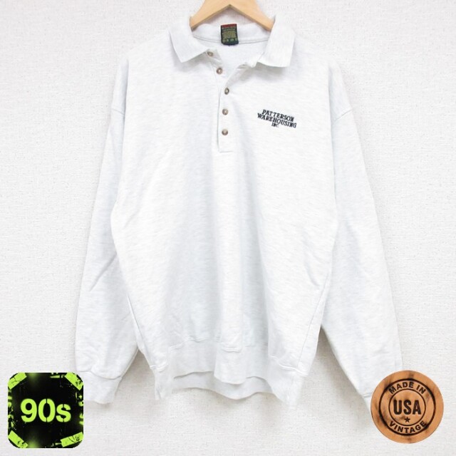 90s 長袖スウェット PATTERSON WAREHOUSING 霜降り グレー L | 古着