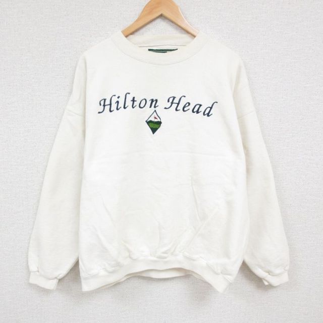 ヒルトンヘッド 00s 長袖スウェット 刺繍 ホワイト XL | 古着