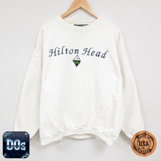 ヒルトンヘッド 00s 長袖スウェット 刺繍 ホワイト XL | 古着