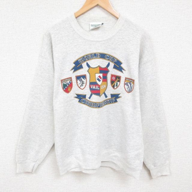 XL★古着 長袖 スウェット メンズ 90年代 90s スキー クルーネック USA製 薄グレー 霜降り 24aug26 中古 スエット トレーナー トップス