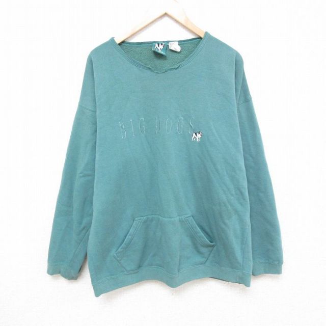 ビッグドッグス 00s 長袖スウェット ビッグロゴ刺繍 グリーン XL | 古着