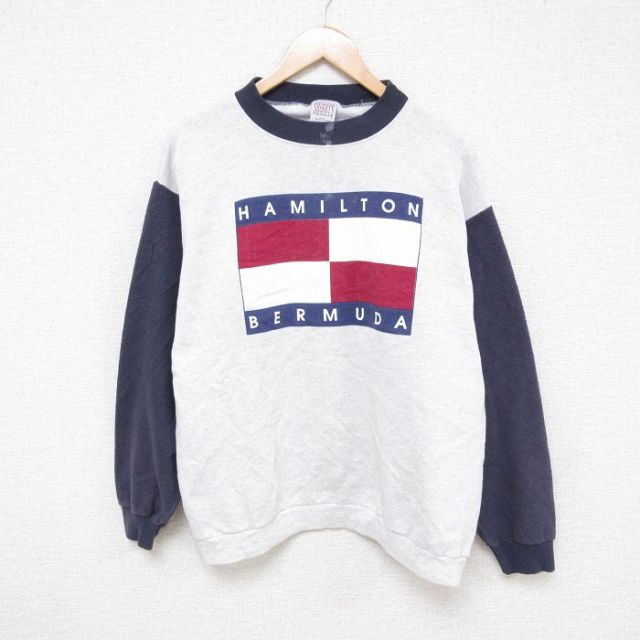 【50%OFF】ハミルトン 00s 長袖スウェット ツートンカラー グレー L | 古着