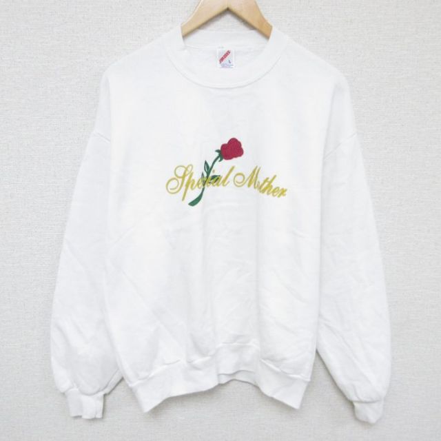 ジャージーズ 90s 長袖スウェット 花 ホワイト L | 古着