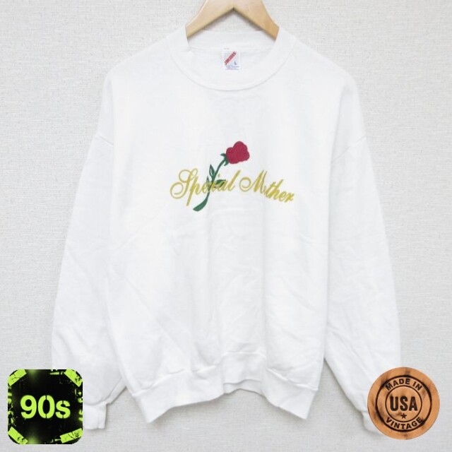 ジャージーズ 90s 長袖スウェット 花 ホワイト L | 古着