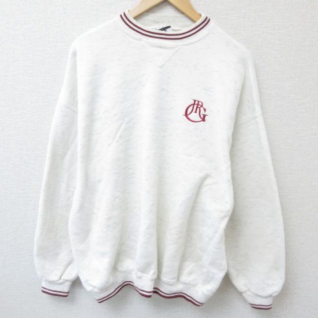 90s 長袖スウェット 霜降り ホワイト XL | 古着