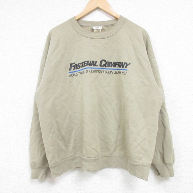 XL★古着 ジャージーズ 長袖 スウェット メンズ 00年代 00s FASTENAL COMPANY クルーネック ベージュ カーキ 24sep06 中古 スエット トレーナー トップス