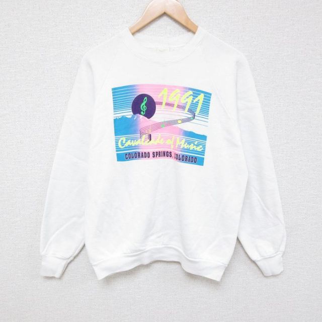 フルーツオブザルーム 90s 長袖スウェット 音符 ホワイト M | 古着