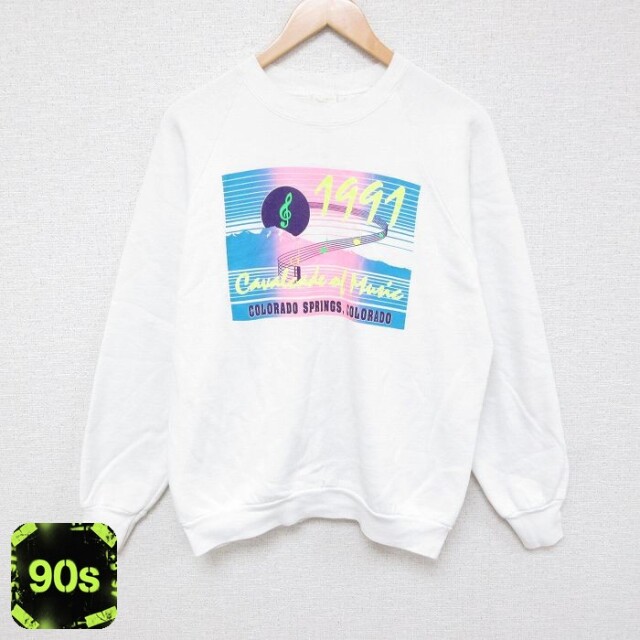 フルーツオブザルーム 90s 長袖スウェット 音符 ホワイト M | 古着
