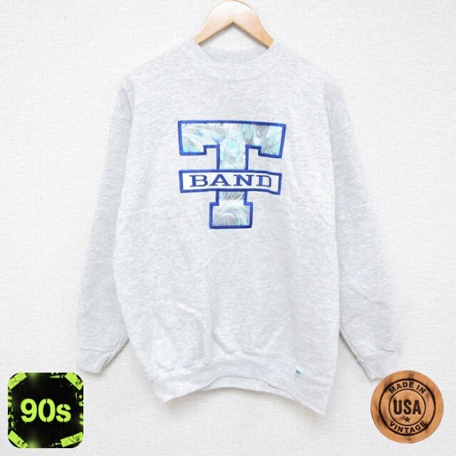 ディスカス 90s 長袖スウェット BAND刺繍 グレー L | 古着